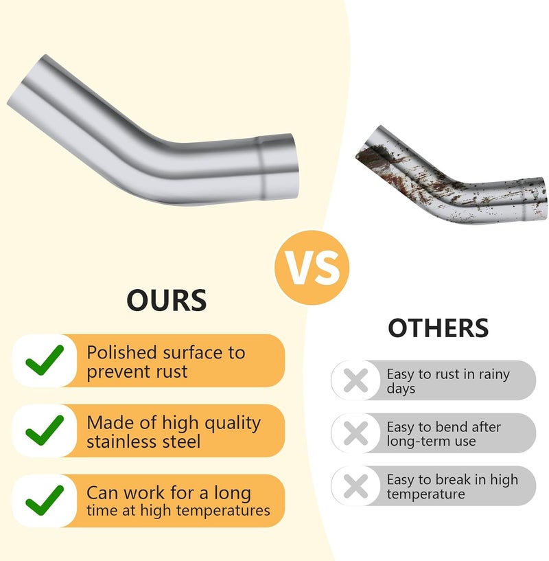 LCGP 45 Degree Exhaust Tube 3.5"OD Made of High Quality Mild Steel DIY Exhaust Pipe - Image 5